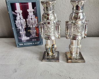 Vintage William Rogers And Son Silver Plated Nutcracker Candle Holders