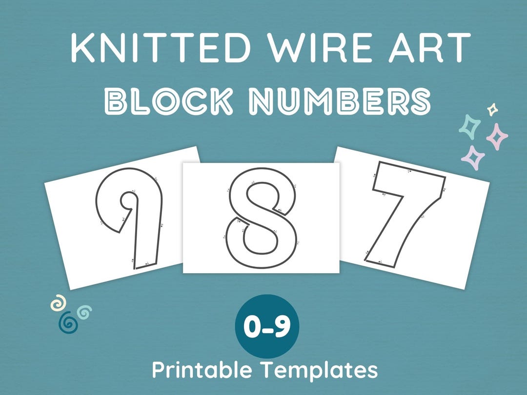 Printable Block Numbers Template for Wire Art, Tricotin Numbers ...