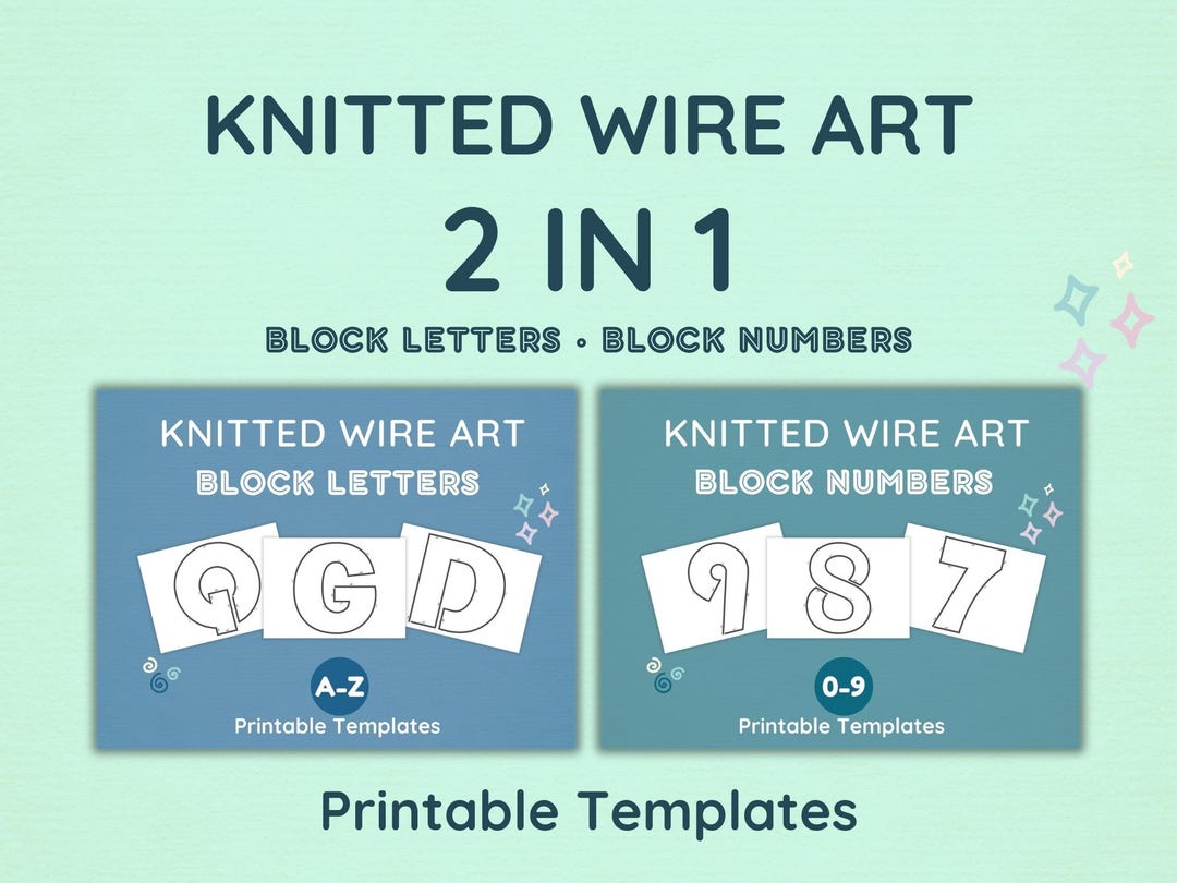 Block Lettered Numbers Printable Block Letter and Number Template Pack for Wire Art, Alphabet ...