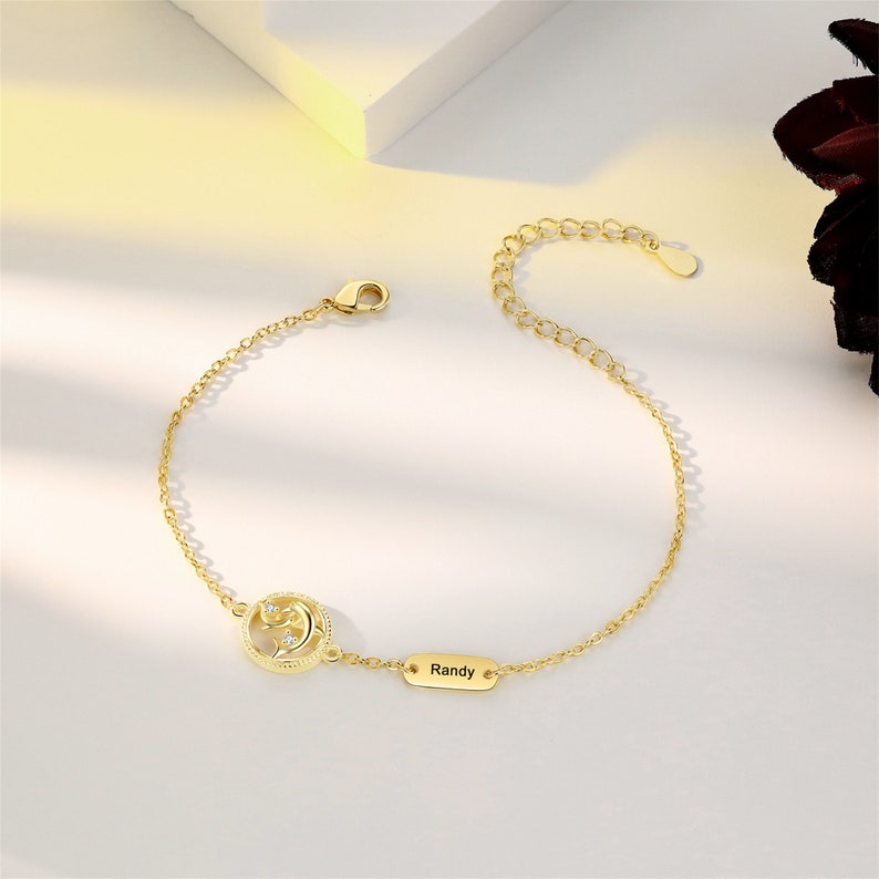 Dolphin Bracelet With Names,custom Name Tag Bracelet,birthstone Gold