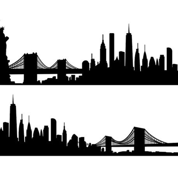 New York City Skyline with Statue of Liberty, Empire State Building, Manhattan, Bridge Tumbler wrap, engraving file, PNG