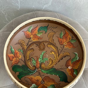 Norwegian rosemaling bowl vintage handmade bowl folk art of Norway
