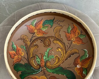 Norwegian rosemaling bowl vintage handmade bowl folk art of Norway