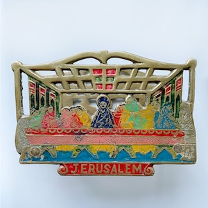 Jerusalem Vintage Serviettenpapierhalter Messingdekoration Abendmahl