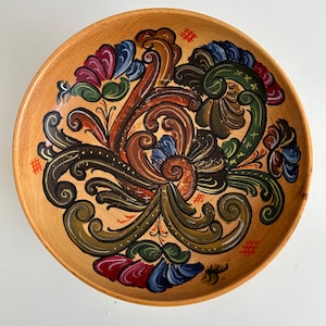 Norwegian rosemaling wooden bowl handmade wooden bowl folk art of Norway