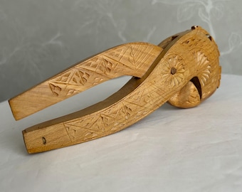 Hand Carved Norwegian Nutcracker: Antique Wooden Kitchen Decor