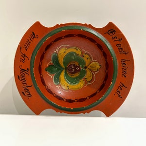 Norwegian rosemaling bowl folk art of Norway antique handmade bowl