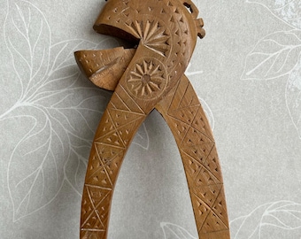 Hand Carved Norwegian Nutcracker: Antique Wooden Kitchen Decor