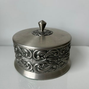 Norwegian pewter jewelry box vintage handmade jewelry box folk art of Norway Scandinavian home decor