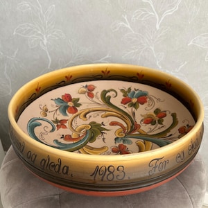 Norwegian vintage rosemaling bowl handmade bowl folk art of Norway