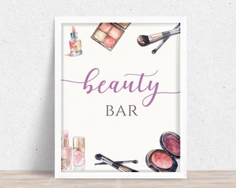 Letrero para bar de belleza Threenager, letrero para cumpleaños de la pequeña Miss Threenager, decoración para fiesta de maquillaje glamoroso, letrero imprimible para mesa, descarga instantánea, KB-008