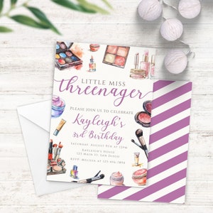 Threenager Birthday Invitation, Little Miss Threenager Invite, Girl 3rd Birthday, EDITABLE Template, Instant Download, Digital Invite KB-008