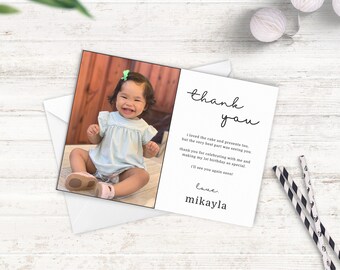 Editable Birthday Thank You Card, Minimalist Custom Photo Card, Simple Modern Birthday, Picture Card, Instant Download Template KB-001