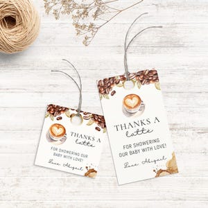 Coffee Favor Tags, A Baby is Brewing Baby Shower, Editable Gift Tags, Personalized Thank You Tags for Favors, Custom Party Favor Tag, BB-005