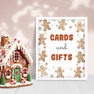 Placa de Cartões e Presentes, Decoração de Aniversário de Biscoito de Gengibre Oh Snap, Decoração de Festa de Natal, Placa de Mesa para Imprimir de Natal, Festa Infantil, Digital KB-018