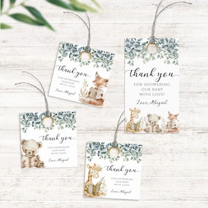 Etichette modificabili per ringraziamenti, etichette regalo per baby shower con fiabe, baby shower con nuovi capitoli, animali, modello digitale scaricabile immediatamente BB-001