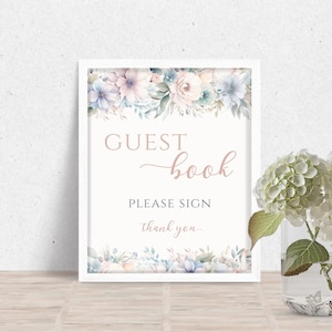 Baby in Bloom Baby Shower Guestbook Sign, Floral Baby Shower Guest Book, Baby Shower Welcome Table Decor, Printable Instant Download BB-002