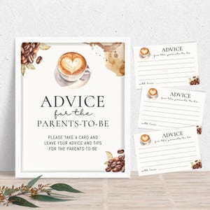 Koffie babyshoweradvies voor de aanstaande ouders Bordje, A Baby is Brewing douchedecor, advieskaarten, afdrukbare Instant Download BB-005
