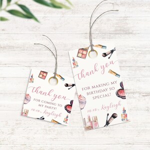 Etiquetas editáveis para lembrancinhas de aniversário de três anos, cartão de agradecimento, etiqueta para presente da Pequena Senhorita Três Anos, modelo digital para download instantâneo KB-007
