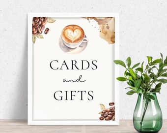 Coffee Theme Cards and Gifts Sign, A Baby is Brewing Shower Decor, Gifts Table Signage, Gender Neutral, Printable Digital Download BB-005