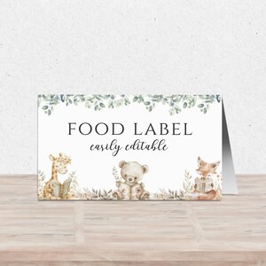 Etichetta alimentare modificabile, carta per tenda da pranzo personalizzata con libro di fiabe, baby shower "Un nuovo capitolo", carta per buffet, tema del libro, modello a download immediato BB-001
