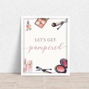Threenager Let's Get Pampered Sign, Little Miss Threenager Birthday Signage, Printable Sign, Makeup Party Decor, Instant Download, KB-007