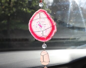 Car Mirror Sun Catcher - Pink