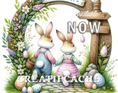 Adorable Easter Egg Hunt Bunny Sublimation, Easter Crafts, DIY Easter Signs, Fabric Transfer, Heat Press, Commercial Use, Digital Download
