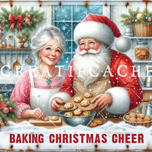 Santa and Mrs Claus Old Fashioned Christmas, Baking Sublimation Holiday Crafts, Glass Cutting Board Digital CU
