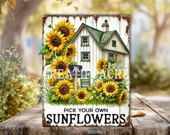 Farmhouse Sunflowers, Pick your own, Sunflower Cottage, Sign Making, DIY Crafts Home Decor, Cutting Board, Tiered Tray Design, Wreath Accent
