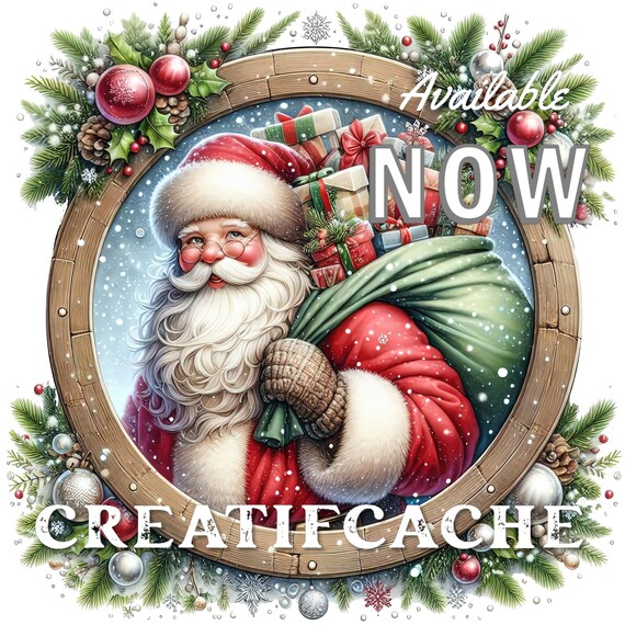 Old Fashioned Santa, PNG, Xmas Sublimation, Digital Print, Fabric Transfer, DIY Signs, Merry Christmas, Santa Scrap, DTF, Commercial, Crafts