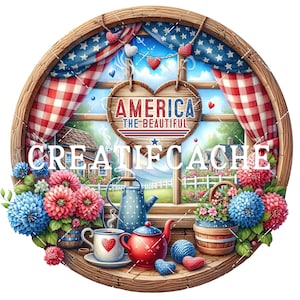 Sublimation PNG ronde de cuisine patriotique, jour de l'indépendance, téléchargement numérique, bricolage, planche à découper, presse à chaud, découpage, décoration murale, CU