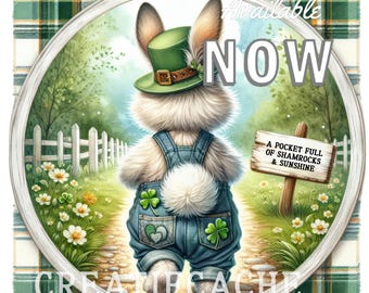 St. Patrick's day, Irish Bunny DIY Signs, Door Hanger, PNG Sublimation