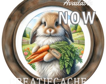 Round Door Hanger Rustic Spring Farm Fresh Carrots Digital Print, Printable Digital Download