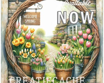 Rustic Spring Flower Market Design, Sublimation, Ceramic, Ornaments, DIY Doorhanger Signs