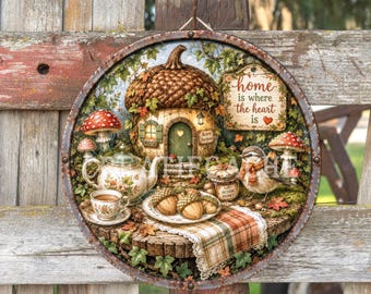 Ronde PNG Herfst Thuis is waar het hart is Digitale print, sublimatiebord