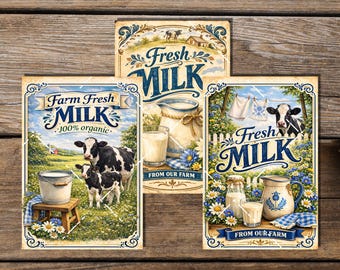 Rustic Farmhouse Farm Fresh Milk Rustic Shelf Sitter Tiered Tray Garden Flag Sublimation Set of 3