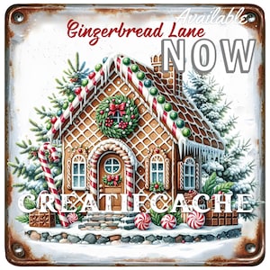 Retro Christmas, Gingerbread House,  DIY Sign, Metal Sign, Xmas Sublimation, Tiered Tray Decor, Digital, PNG, DoorHanger, Home Decor, Wreath