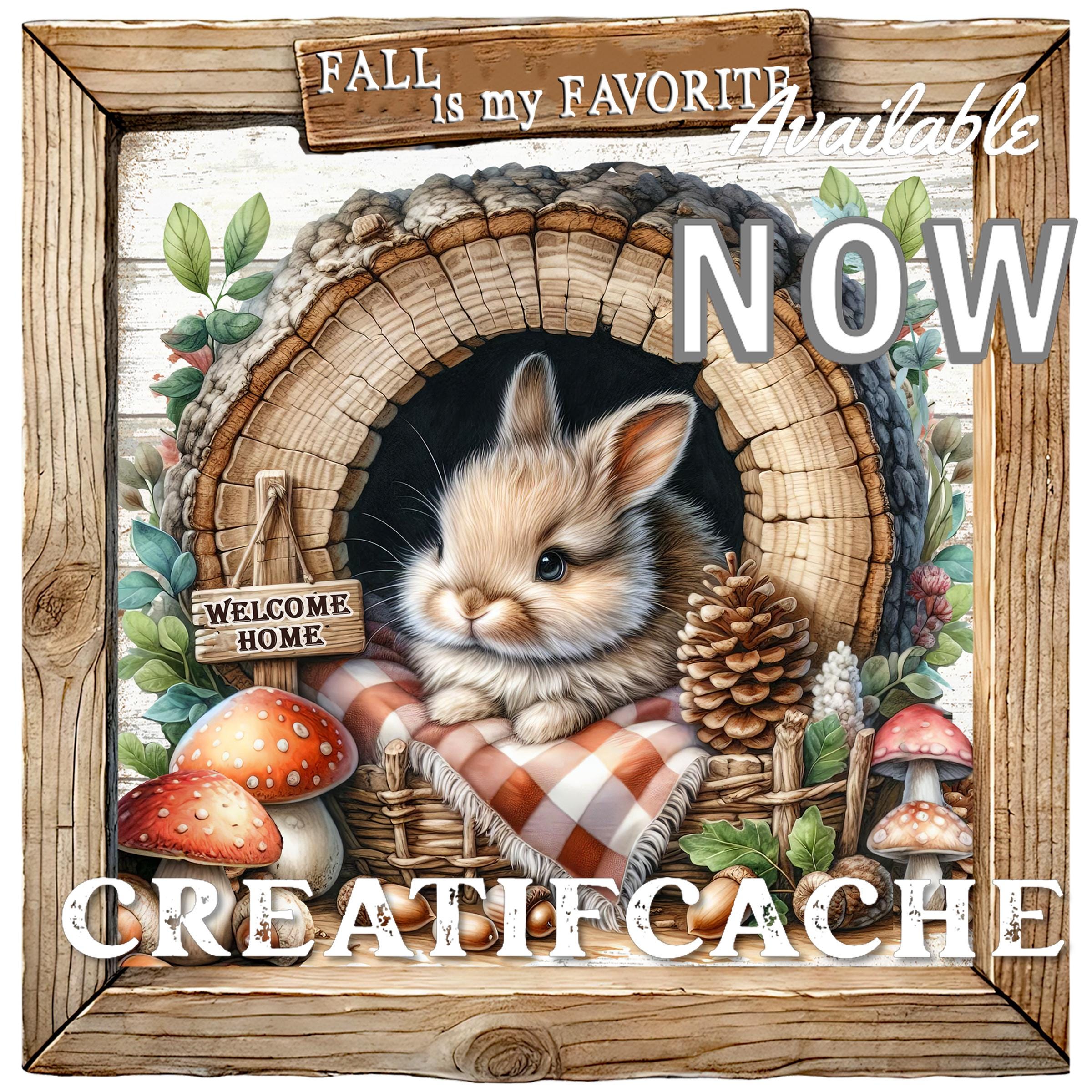 Woodland Bunny, Cozy Fall, Bunny Burrow, Rabbit Log, Round Circle ...