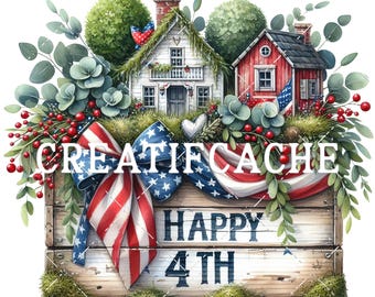 Patriotic Farmhouse Wood PNG Sign Sublimation Ready to Press Fabric Transfer Tumblers T-shirts Pillows 4th of July red white Blue Home Decor