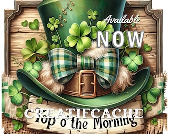 Rustic Irish Hat, Farmhouse St Patricks Digital PNG  Wreath Sign Door Hanger Fabric Transfer DIY Printable Download Commercial Use Digital