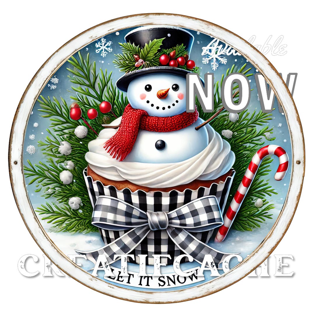 Christmas Snowman Cupcake Cute Digital Download Printable Sublimation ...