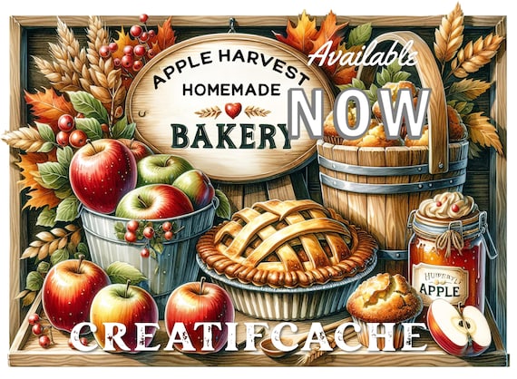 Apple Harvest, Fall Farmhouse, Cutting Board,  PNG, Digital Download, Tiered Tray Decor, Mugs, Fabric Transfer, DIY Crafts, Commercial use