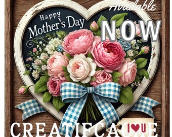 Vintage heart shaped chalkboard roses, Craft Supply, Fussy Cut, Mother's Day, Add your own text, Card Making, Fussy Cut, Scrapbook, DIY, PNG