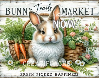 Farmhouse Easter Bunny Sign | Rustic Spring Decor (Digital Download 16x12 & 8.5x11 JPEG Images )