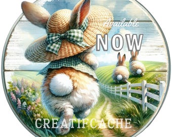 Easter Bonnet Spring Morning Door Hanger Wreath Accent Sublimation (Digital Download)