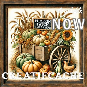 Farmhouse Pumpkin Patch,Pumpkins, Chickens, Digital Print, Fall Home Decor, Pumpkin Wagon, DIY Sign, Wreath Accent, Wall Art, Crafts,