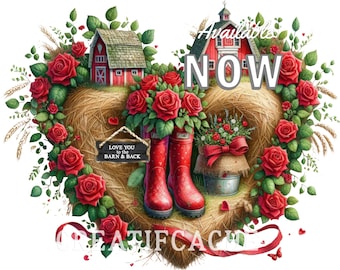 Farmhouse Valentine Barn Heart Sublimation, PNG Digital DIY Sign