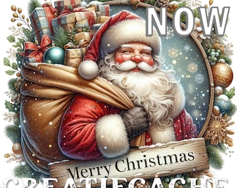 Old Fashioned Santa, PNG, Xmas Sublimation, Digital Print, Fabric Transfer, DIY Signs, Merry Christmas, Santa Scrap, DTF, Commercial, Crafts