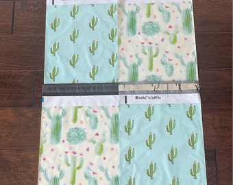 10x13&quot; Beautiful Cactus Mix 2 Patterns Designer Poly Mailers! Non-Padded, Self-Seal Adhesive Bags! USPS/Fedex/UPS Approved!
